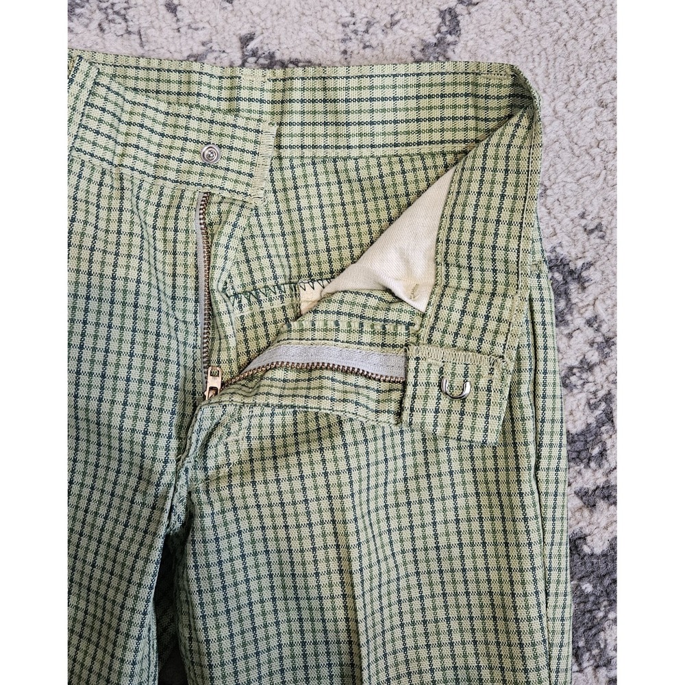 Vintage 1970s MANN Boys Green Plaid Pants Size 7 - Picture 2 of 4